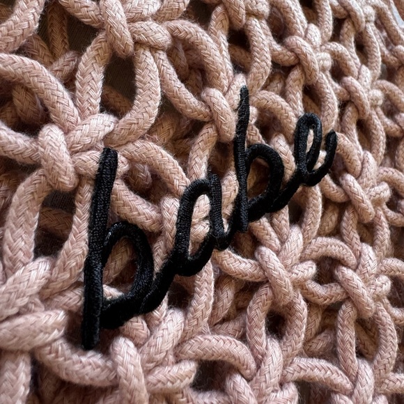 Handknit Woven Pink Knitted Tote Bag - Picture 3 of 4